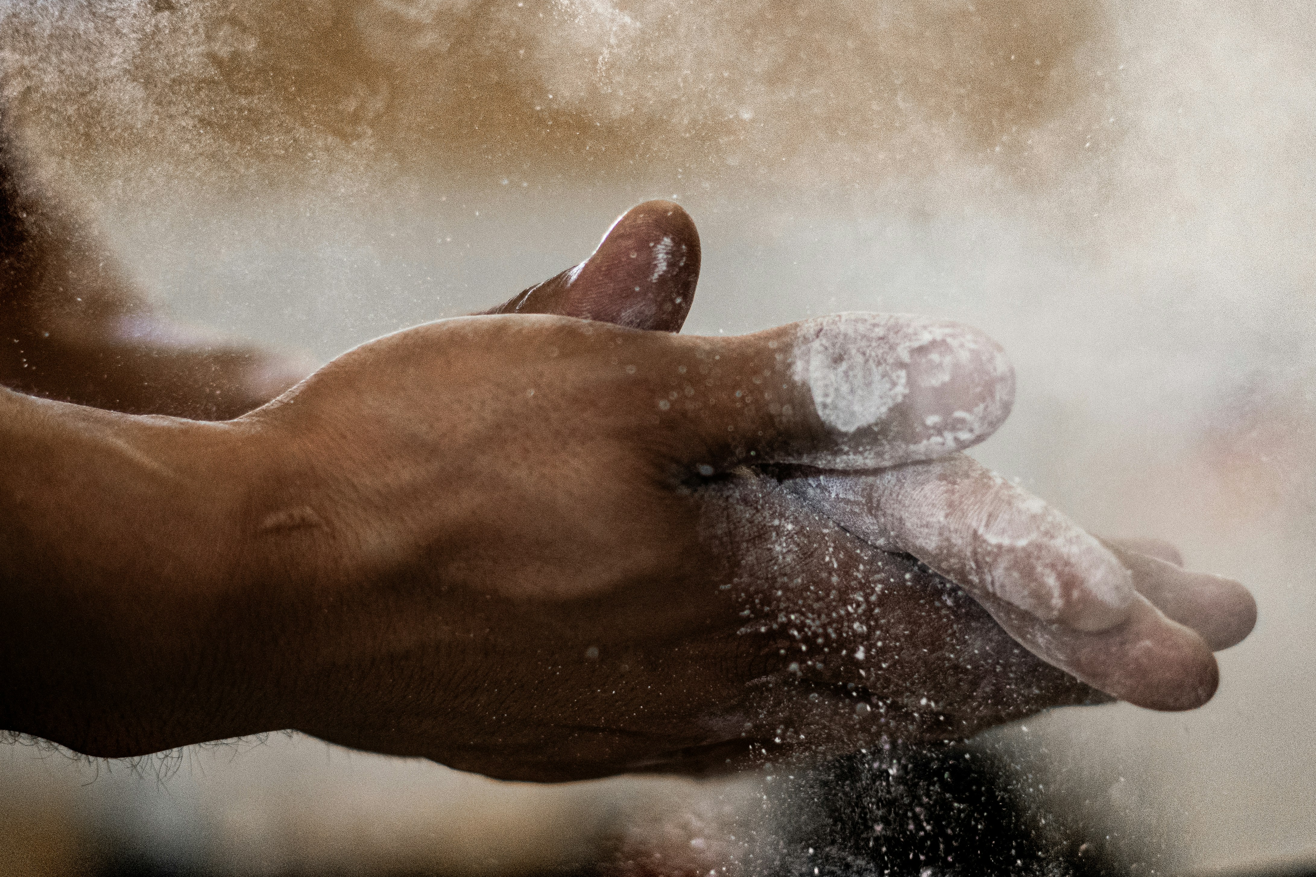 chalk on hands